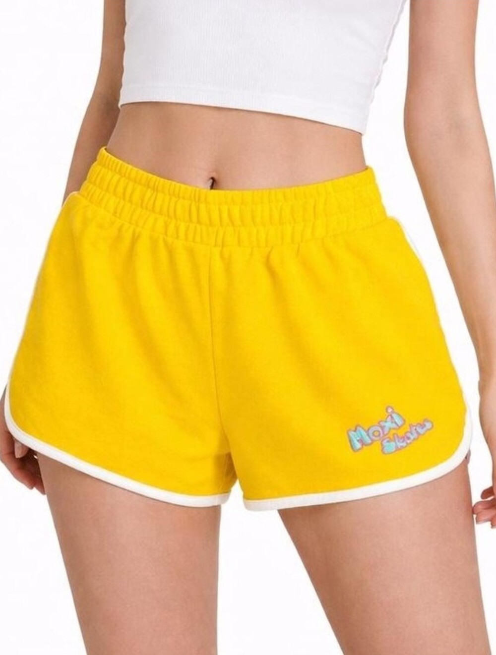 Moxi Skates Forever 21 Retro 70s Bright Yellow Athletic Shorts with White Trim